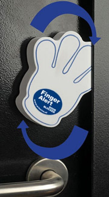 Finger Alert Door Blocker - on black door